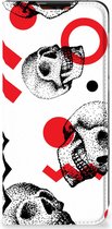 Bookstyle Case Motorola Moto E7i Power Smart Cover Skull Red