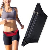 Running Belt Zwart - Jogging Tasje - Heuptasje voor het joggen met headset uitgang - Hardloop heuptasje