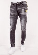 Paint Splatter Jeans Designer Slim Heren -DC-013- Grijs