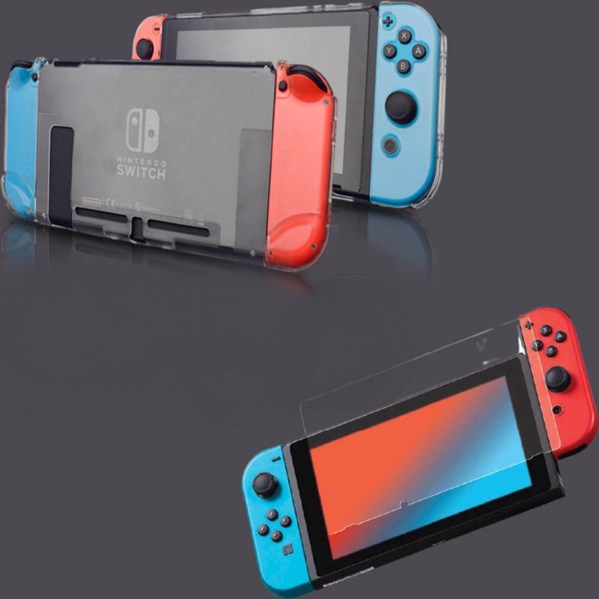 Nintendo Switch TPU case - Nintendo Switch screenprotector - clear case - screen protector Tempered - TPU - case en screenprotector voor Nintendo Switch - Cicon