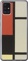 Geschikt voor Samsung Galaxy A52 5G hoesje - Compositie met rood vierkant, zwart, blauw - Piet Mondriaan - Siliconen Telefoonhoesje