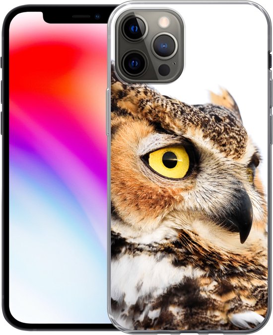 Coque iPhone 13 Pro - Hibou marron fond blanc - Siliconen - Noël - Cadeaux - Cadeaux chaussures
