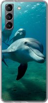 Geschikt voor Samsung Galaxy S21 hoesje - Water - Dolfijn - Blauw - Siliconen Telefoonhoesje