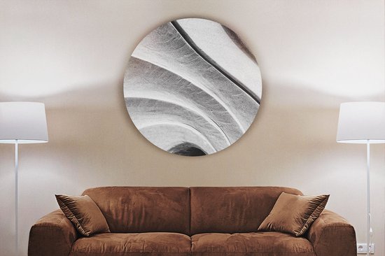 Artaza Dibond Cercle Mural Art Abstrait Pierres Rayées en Grijs - Ø 80 cm - Groot - Cercle Mural - Tableau Rond - Intérieur et Extérieur