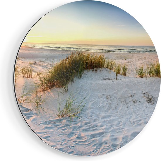 Artaza Dibond Wall Circle - Plage et dunes au coucher du soleil - Ø 60 cm - Wall Circle - Peinture ronde - Pour l'intérieur et l'extérieur
