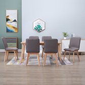 Decoways - Eetkamerstoelen 6 st stof en massief eikenhout taupe