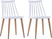 Decoways - Eetkamerstoelen 2 stuks kunststof wit