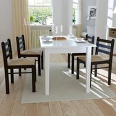 Decoways - Eetkamerstoelen 4 stuks massief rubberwood en fluweel bruin