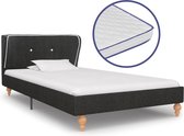 Decoways - Bed met traagschuim matras jute donkergrijs 90x200 cm
