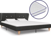 Decoways - Bed met traagschuim matras jute donkergrijs 160x200 cm