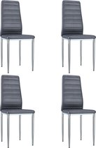 Decoways - Eetkamerstoelen 4 st kunstsuède grijs