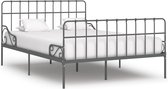 Decoways - Bedframe met lattenbodem metaal grijs 160x200 cm