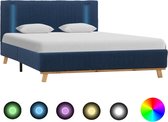 Decoways - Bedframe met LED stof blauw 140x200 cm