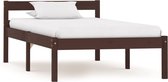 Decoways - Bedframe massief grenenhout donkerbruin 90x200 cm