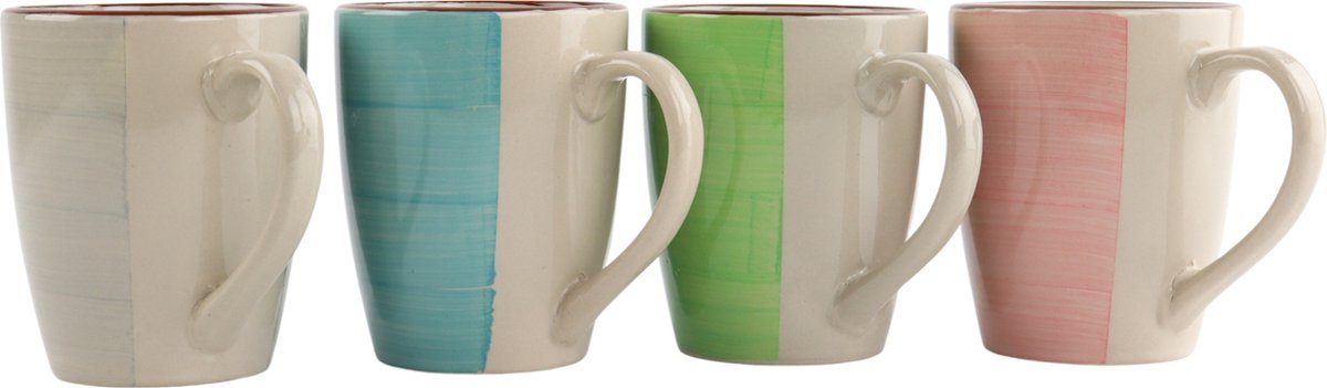 Home ESPRIT Set van 4 kopjes bekers blauw roze aardewerk