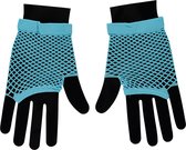 Visnet handschoenen | Korte handschoenen | Turquoise | One Size | Kanten handschoenen | Neon verkleedkleding | Feestkleding | Apollo | Carnaval