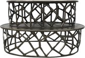 Tafel  - ovaal - set van 2  - metalen bloementafel -  trendy   -  H31cm
