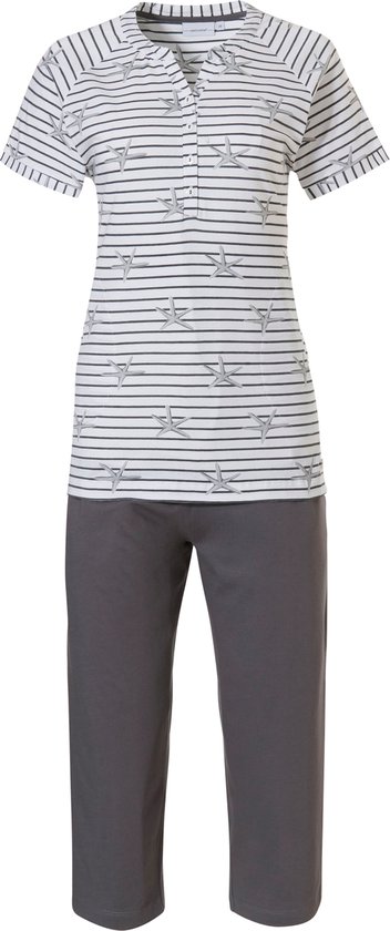Pastunette - Shells - Dames Pyjamaset - Wit/Grijs - Maat 42