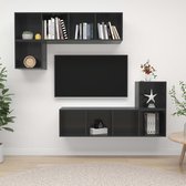 Decoways - 4-delige Tv-meubelset spaanplaat hoogglans grijs