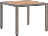 Decoways - Tuintafel 90x90x75 cm poly rattan en massief acaciahout grijs