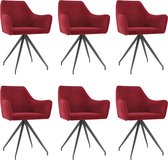 Decoways - Eetkamerstoelen 6 stuks fluweel wijnrood
