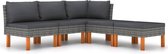 Decoways - 5-delige Loungeset met kussens poly rattan grijs