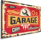 Schilderij - Garage, Reclamebord, Premium Print op Canvas