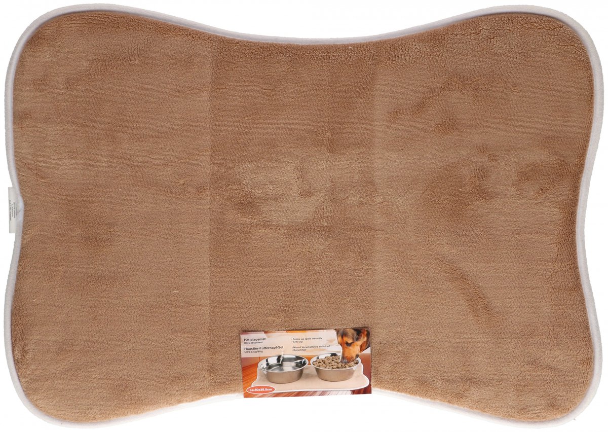 maxxpro Placemat voor Voerbak - Hondenmat van Absorberende Stof - 35,5x50 cm - Katten en Honden Accessoires - Bruin