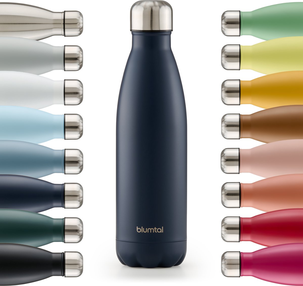 Blumtal Thermosfles - Met dubbele wand - Thermosbeker Koffie, Thee en Koele dranken - Travel Mug - 500ml - Dark Ocean Blue - Blauw