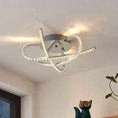 Lindby - LED plafondlamp - 1licht - staal, aluminium, kristal - H: 12 cm - geborsteld aluminium, chroom - Inclusief lichtbron
