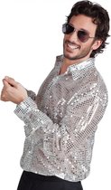 Zilver disco overhemd voor heren - Verkleedkleding