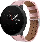 Leer Smartwatch bandje - Geschikt voor  Polar Ignite 2 leren bandje - roze - Strap-it Horlogeband / Polsband / Armband