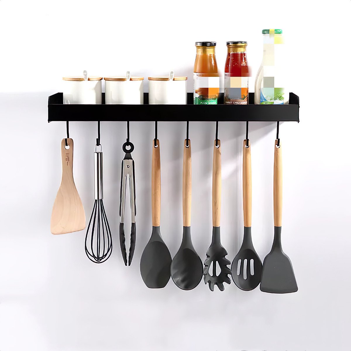 Wandmontage Kruidenrek met Grote Capaciteit Geen Boren Kruiden Organizer voor Keuken Verwijderbare Plank Gebruiksvoorwerp Houder Mes Haken Inbegrepen Wandmontage Kruidenrek met Grote Capaciteit Geen Boren Kruiden Organizer voor Keuken Verwijderbare Plank Gebruiksvoorwerp Houder Mes Haken Inbegrepen