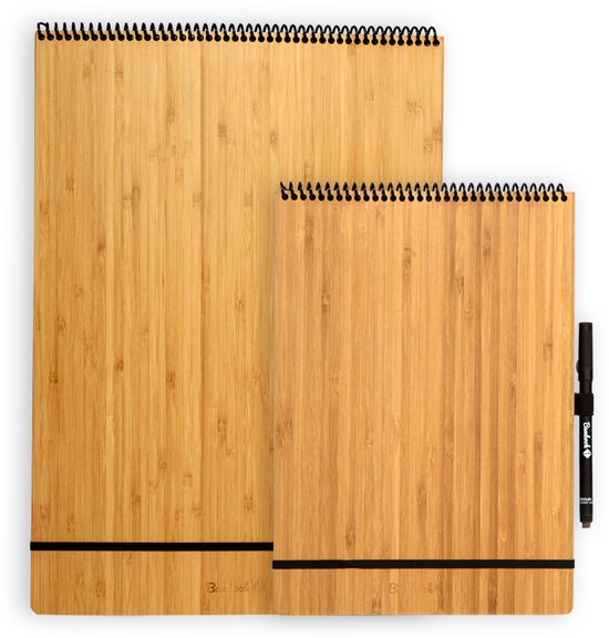 Bambook Notepad - Hardcover - A4 - Vierge & Ligné - Avec 1 feutre gratuit - Bloc-notes effaçable, réutilisable, durable et tableau blanc