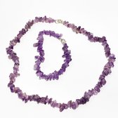 Paarse ketting en armband cluster sieradenset Amethist