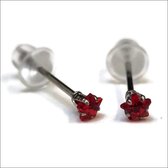 Aramat jewels ® - Zirkonia zweerknopjes ster 3mm oorbellen rood chirurgisch staal