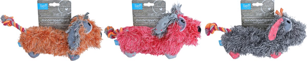 lief! Girls hondenspeelgoed - Teckel met piep - 28 cm - 1 stuk assorti