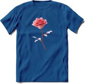 Valentijn roos Hart T-Shirt | Grappig Valentijnsdag Cadeautje voor Hem en Haar | Dames - Heren - Unisex | Kleding Cadeau | - Donker Blauw - S