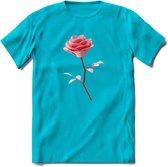 Valentijn roos Hart T-Shirt | Grappig Valentijnsdag Cadeautje voor Hem en Haar | Dames - Heren - Unisex | Kleding Cadeau | - Blauw - 3XL