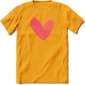 Valentijn Pastel waterverf Hart T-Shirt | Grappig Valentijnsdag Cadeautje voor Hem en Haar | Dames - Heren - Unisex | Kleding Cadeau | - Geel - 3XL