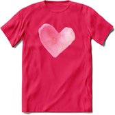 Valentijn Pastel waterverf Hart T-Shirt | Grappig Valentijnsdag Cadeautje voor Hem en Haar | Dames - Heren - Unisex | Kleding Cadeau | - Roze - M