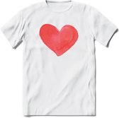 Valentijn Pastel waterverf Hart T-Shirt | Grappig Valentijnsdag Cadeautje voor Hem en Haar | Dames - Heren - Unisex | Kleding Cadeau | - Wit - L