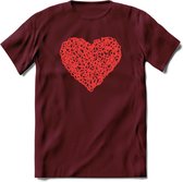 Valentijn Hart T-Shirt | Grappig Valentijnsdag Cadeautje voor Hem en Haar | Dames - Heren - Unisex | Kleding Cadeau | - Burgundy - XXL