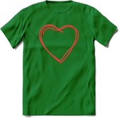 Valentijn Hart T-Shirt | Grappig Valentijnsdag Cadeautje voor Hem en Haar | Dames - Heren - Unisex | Kleding Cadeau | - Donker Groen - XXL