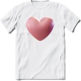 Valentijn Hart T-Shirt | Grappig Valentijnsdag Cadeautje voor Hem en Haar | Dames - Heren - Unisex | Kleding Cadeau | - Wit - XL