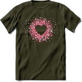 Valentijn Hart T-Shirt | Grappig Valentijnsdag Cadeautje voor Hem en Haar | Dames - Heren - Unisex | Kleding Cadeau | - Leger Groen - L