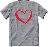 Valentijn Hart T-Shirt | Grappig Valentijnsdag Cadeautje voor Hem en Haar | Dames - Heren - Unisex | Kleding Cadeau | - Donker Grijs - Gemaleerd - S