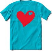 Valentijn Hart T-Shirt | Grappig Valentijnsdag Cadeautje voor Hem en Haar | Dames - Heren - Unisex | Kleding Cadeau | - Blauw - S