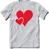 Valentijn Hart T-Shirt | Grappig Valentijnsdag Cadeautje voor Hem en Haar | Dames - Heren - Unisex | Kleding Cadeau | - Licht Grijs - Gemaleerd - XXL