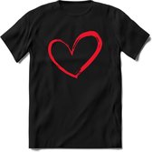 Valentijn Hart T-Shirt | Grappig Valentijnsdag Cadeautje voor Hem en Haar | Dames - Heren - Unisex | Kleding Cadeau | - Zwart - M